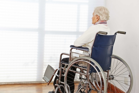 elderly person in a wheelchair