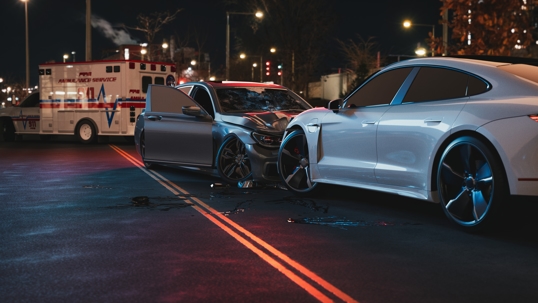 car accident scene at night